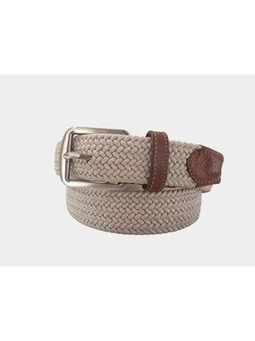 Martin Dingman Sz 38 Newport Woven Italian Rayon Elastic Belt 1 3/8" Wide Sand